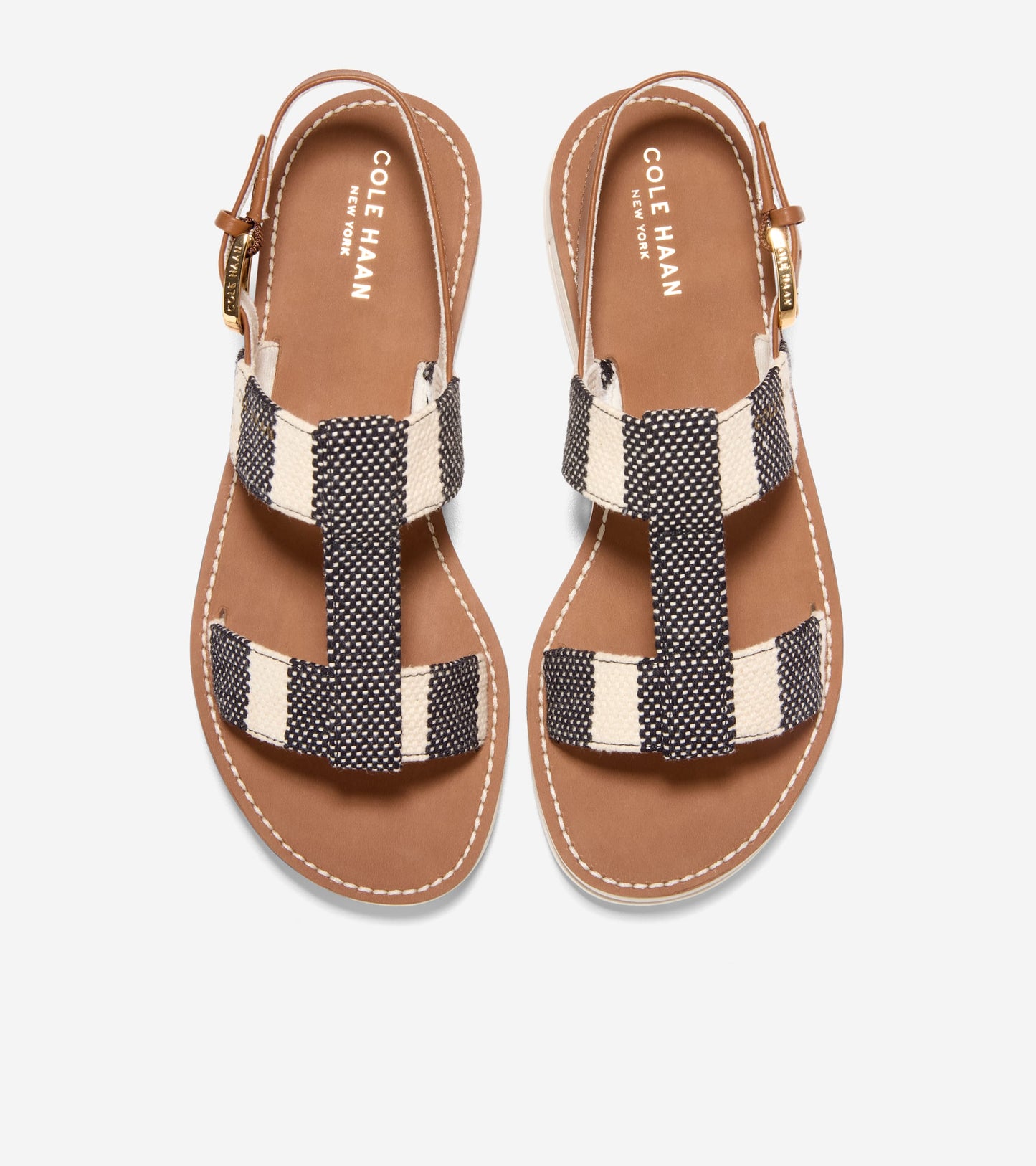 W36541:BLACK & NATURAL STRIPE CANVAS / CH BRITISH TAN LTHR