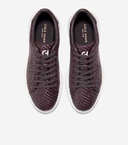 W36966:DK BROWN RAFFIA/DK CHOC  LTHR/WHITE