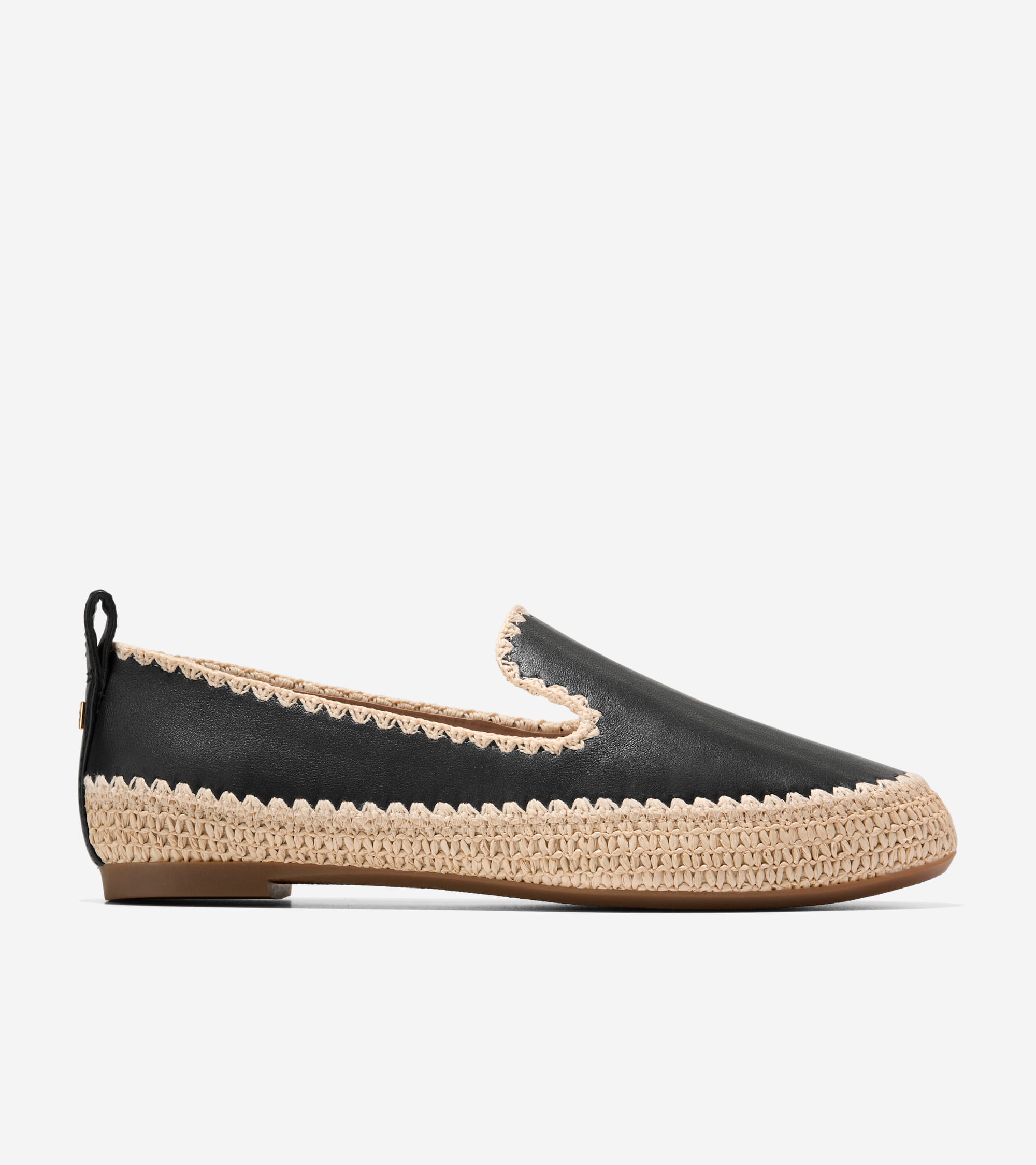 W34991:BLACK LTHR/NATURAL RAFFIA