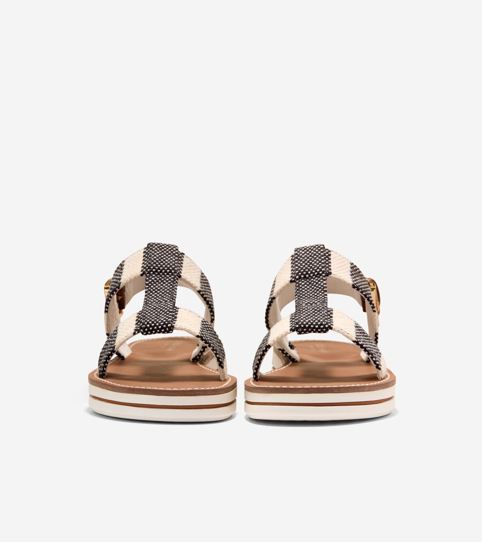 W36541:BLACK & NATURAL STRIPE CANVAS / CH BRITISH TAN LTHR