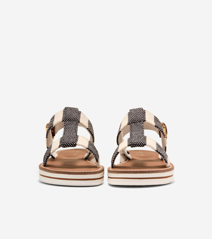 W36541:BLACK & NATURAL STRIPE CANVAS / CH BRITISH TAN LTHR