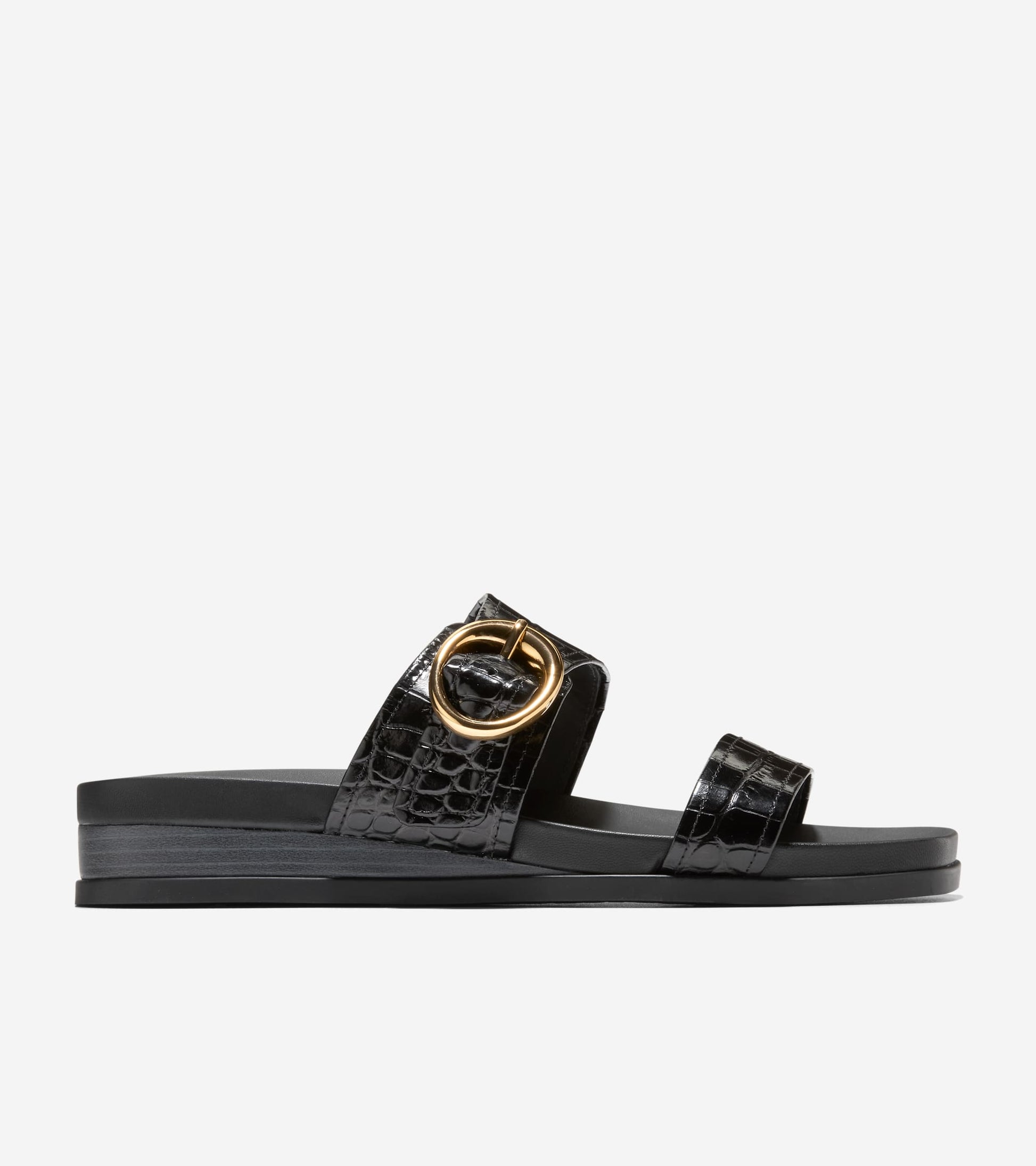 W35351:BLACK CROC PRINT LEATHER
