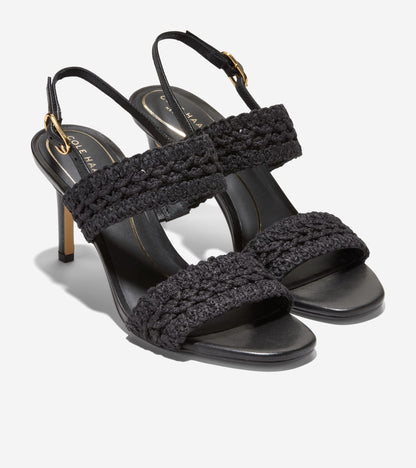W36806:BLACK WOVEN FABRIC / LEATHER