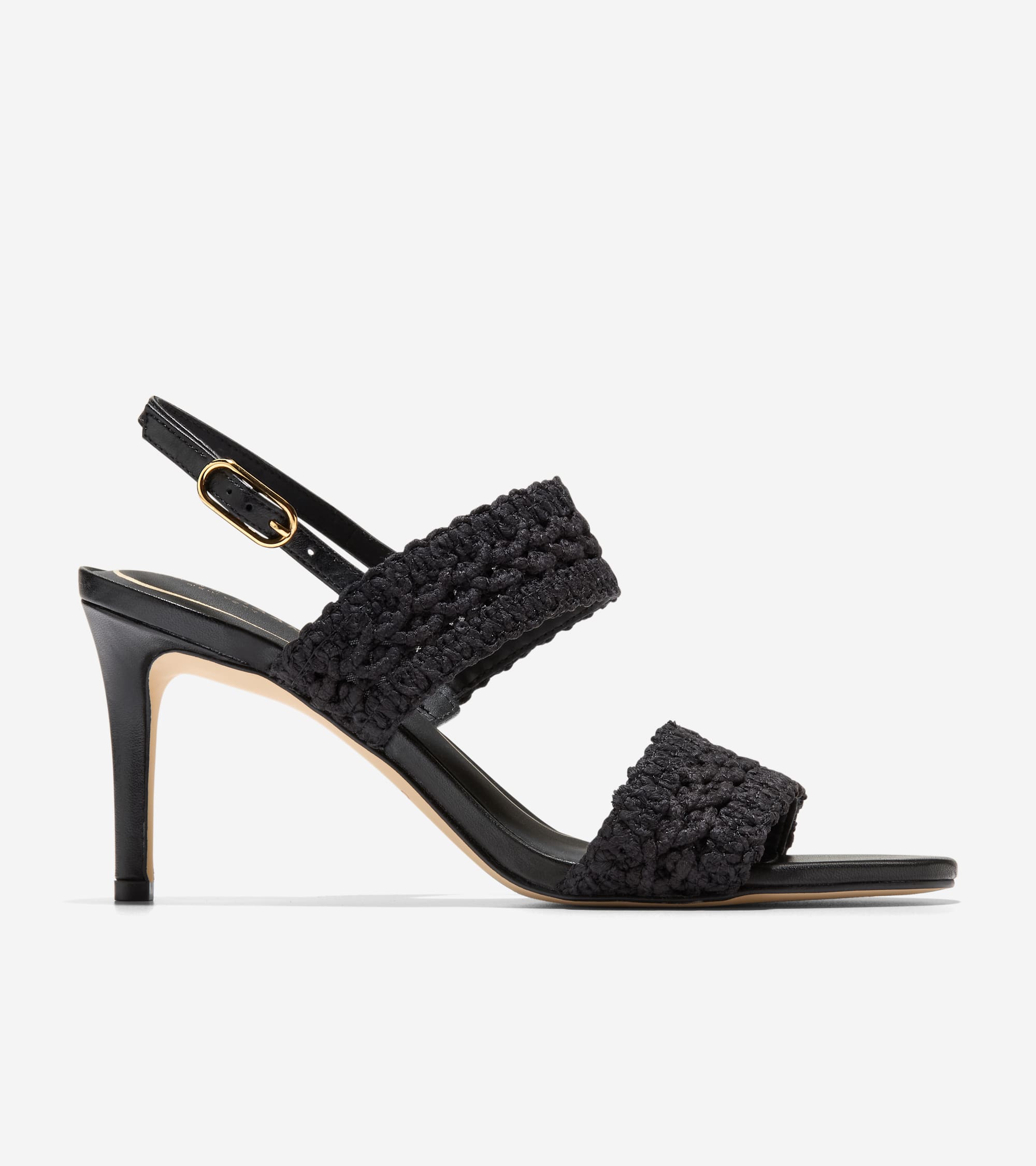 W36806:BLACK WOVEN FABRIC / LEATHER
