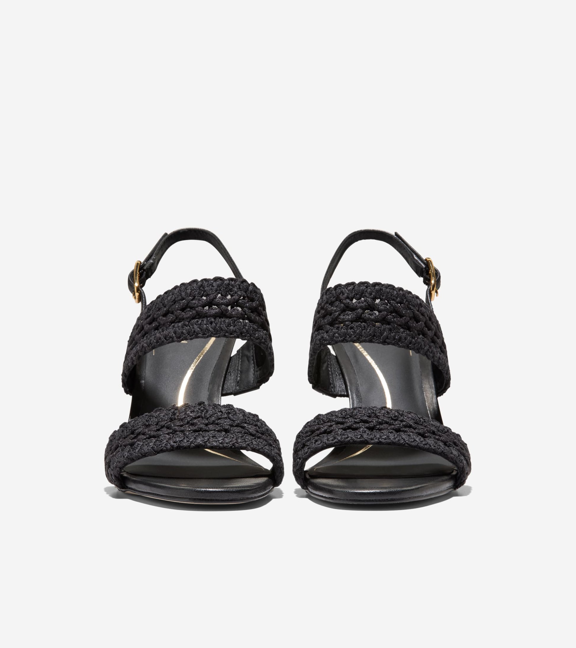 W36806:BLACK WOVEN FABRIC / LEATHER