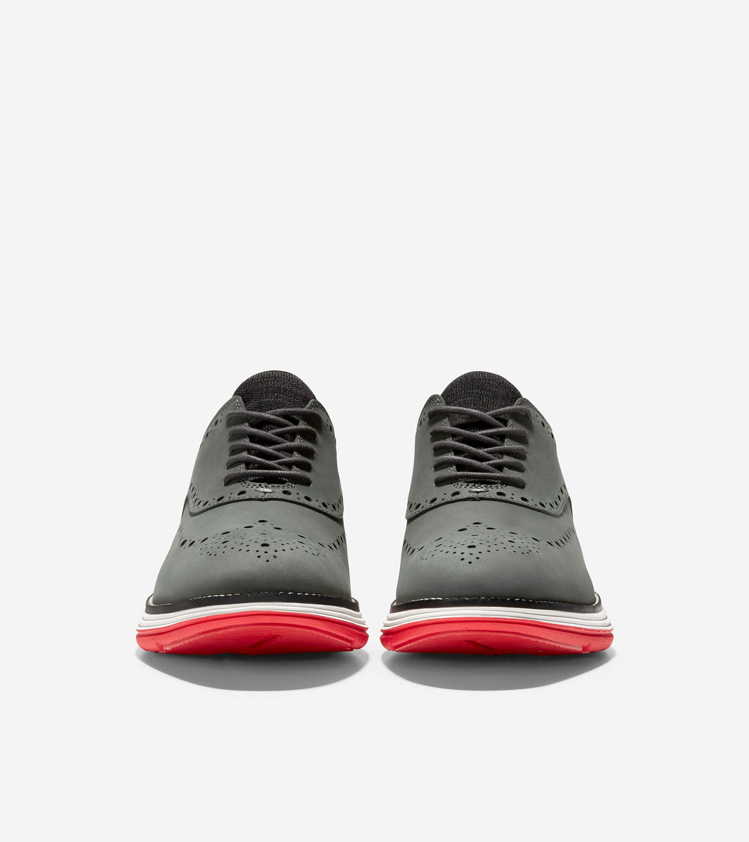 C32069:GRAY PINSTRIPE NUBUCK/FLAME SCARLET-NIMBUS CLOUD